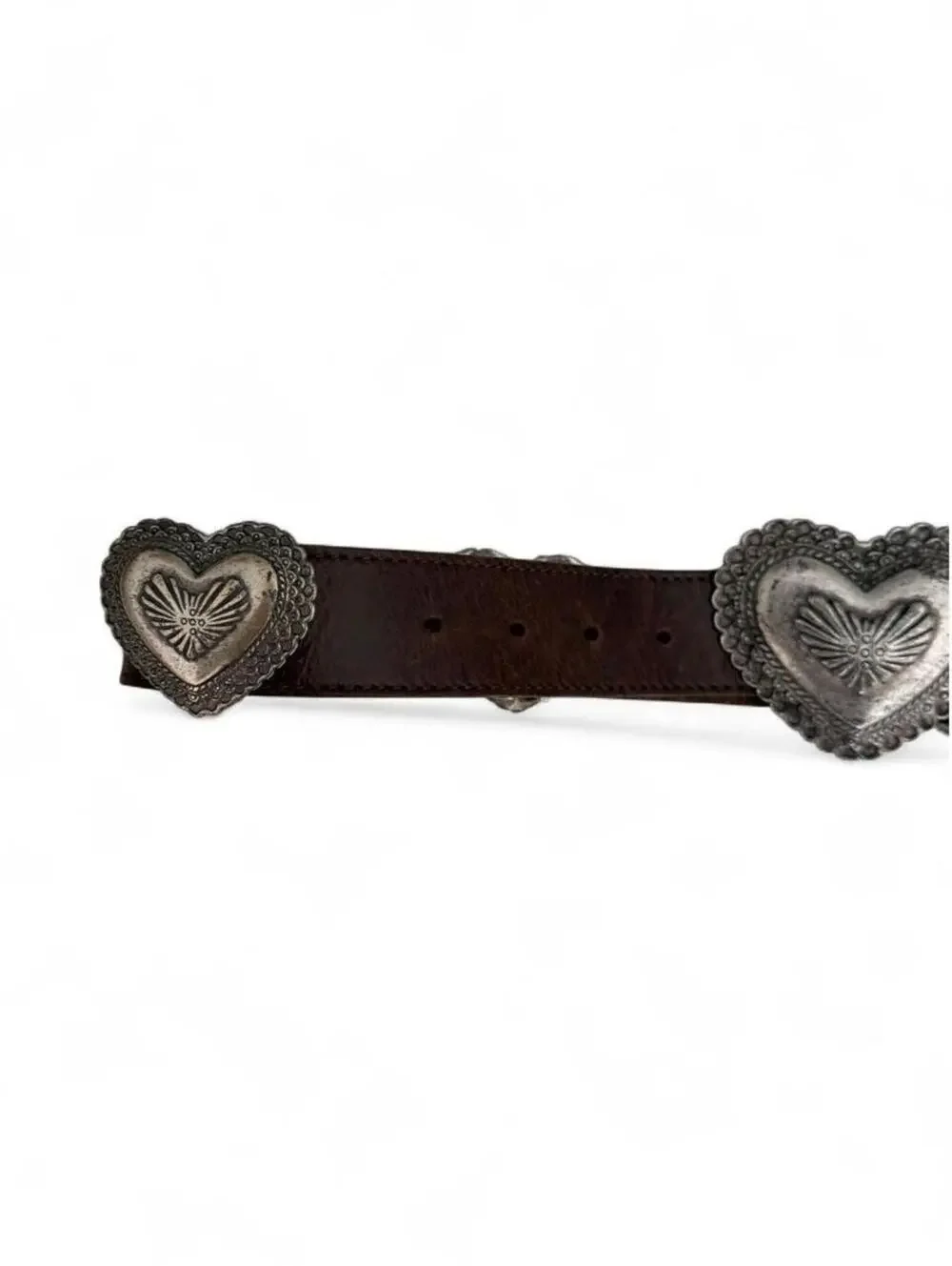 Vintage Genuine Leather Heart Concho Belt